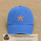 Casquette baseball Bleu ciel délavé 100% coton avec visuel Étoile de mer 5 cm - image produit principale