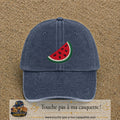 Image principale produit22grosBM - casquette Bleu marine délavé avec visuel Pastèque 7 cm