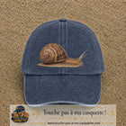 Image principale produit74grosBM - casquette Bleu marine délavé avec visuel Escargot 7 cm