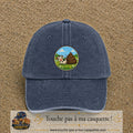 Image principale produit161grosBM - casquette Bleu marine délavé avec visuel Vache humour crotte 7 cm