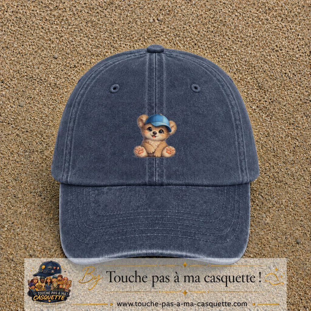 Image principale produit88moyenBM - casquette Bleu marine délavé avec visuel Ourson casquette 5 cm