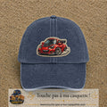 Image principale produit93grosBM - casquette Bleu marine délavé avec visuel Voiture rouge 7 cm