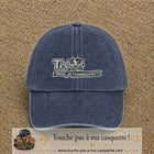 Image principale produit122moyenBM - casquette Bleu marine délavé avec visuel Vache message français 5 cm
