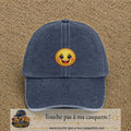 Image principale produit9moyenBM - casquette Bleu marine délavé avec visuel Emoji souriant 5 cm