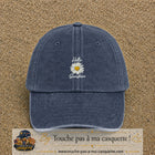 Image principale produit29moyenBM - casquette Bleu marine délavé avec visuel Hello sunshine marguerite blanc 5 cm