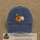 Image principale casquette Bleu marine délavé avec motif Abeille et miel 7 cm
