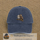 Image principale casquette Bleu marine délavé avec motif Hibou sous la lune 7 cm