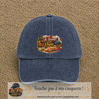 Casquette Bleu marine délavé avec motif Je t’aime mon Papa et ses passions en 7 cm – vue principale