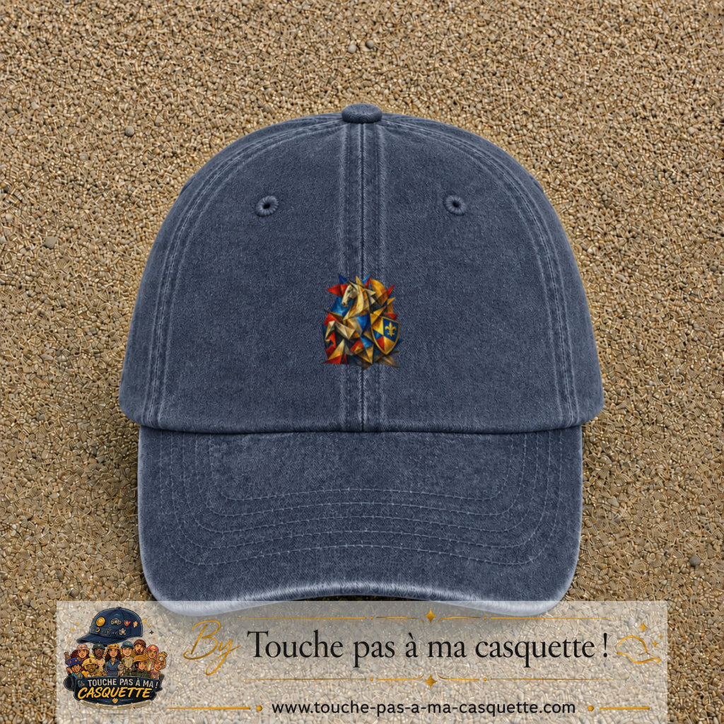 Image principale casquette Bleu marine délavé avec motif Chevalier mosaïque 5 cm