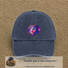 Casquette Bleu marine délavé motif Licorne et dragon cœur logo 7 cm