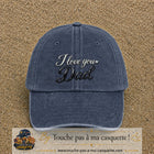 Casquette Bleu marine délavé avec motif I Love You Dad en calligraphie en 7 cm – vue principale