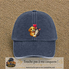 Casquette Bleu marine délavé avec motif Chien et chat complices en 7 cm – vue principale