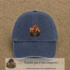 Casquette Bleu marine délavé motif Coq barbecue logo 7 cm