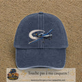 Image principale casquette Bleu marine délavé avec motif Avion de voltige 7 cm