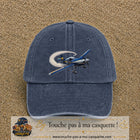Image principale casquette Bleu marine délavé avec motif Avion de voltige 7 cm
