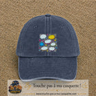 Casquette Bleu marine délavé motif Bulles de bande dessinée logo 7 cm