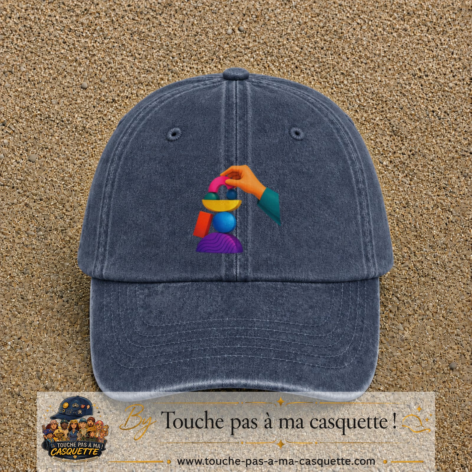 Image principale casquette Bleu marine délavé avec motif Jeu d’équilibre 7 cm