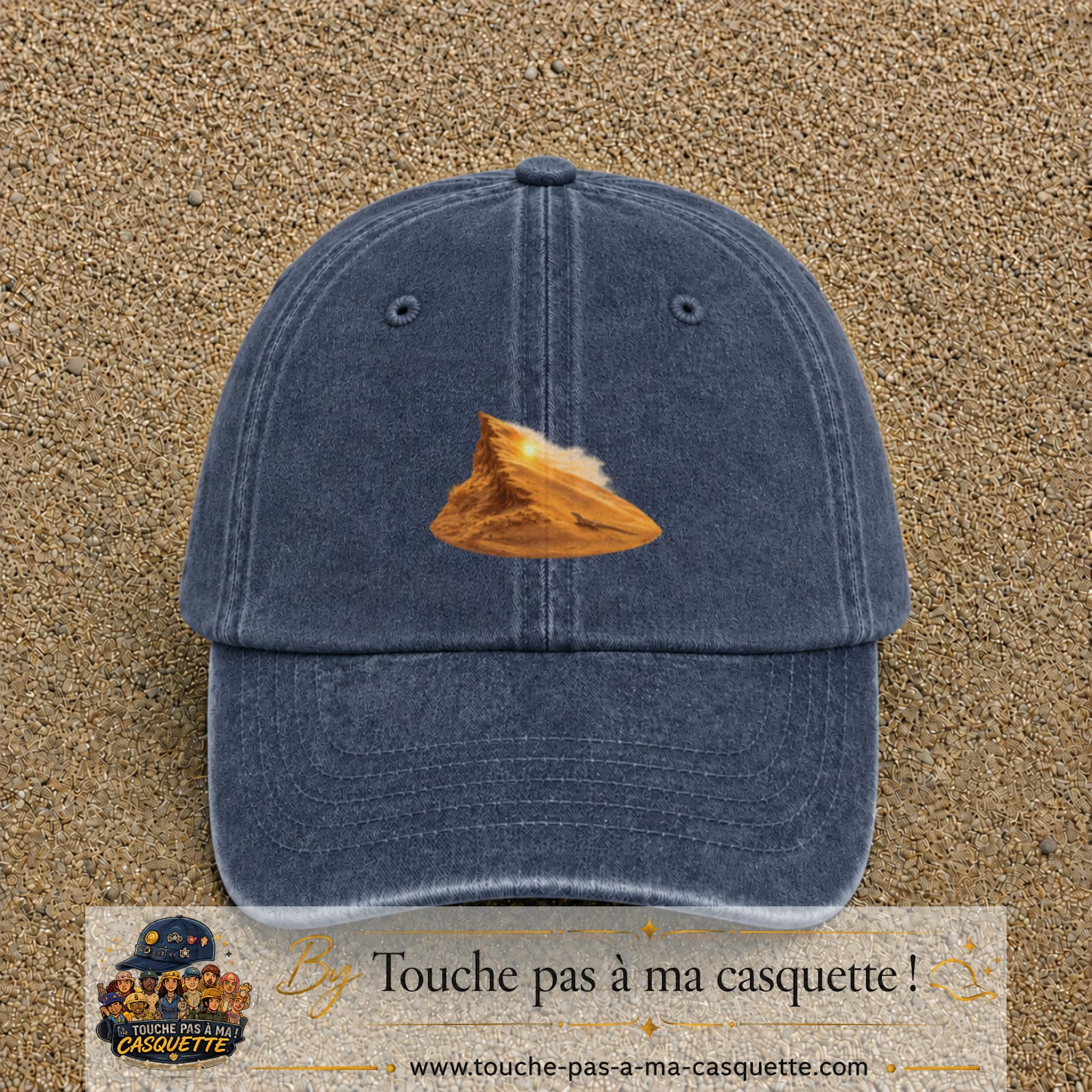 Image principale casquette Bleu marine délavé avec motif Dune du désert 5 cm