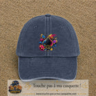 Casquette Bleu marine délavé avec motif As de pique et jetons de poker en 7 cm – vue principale
