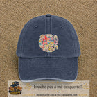 Casquette Bleu marine délavé avec motif Merci les Fiancés en 7 cm – vue principale