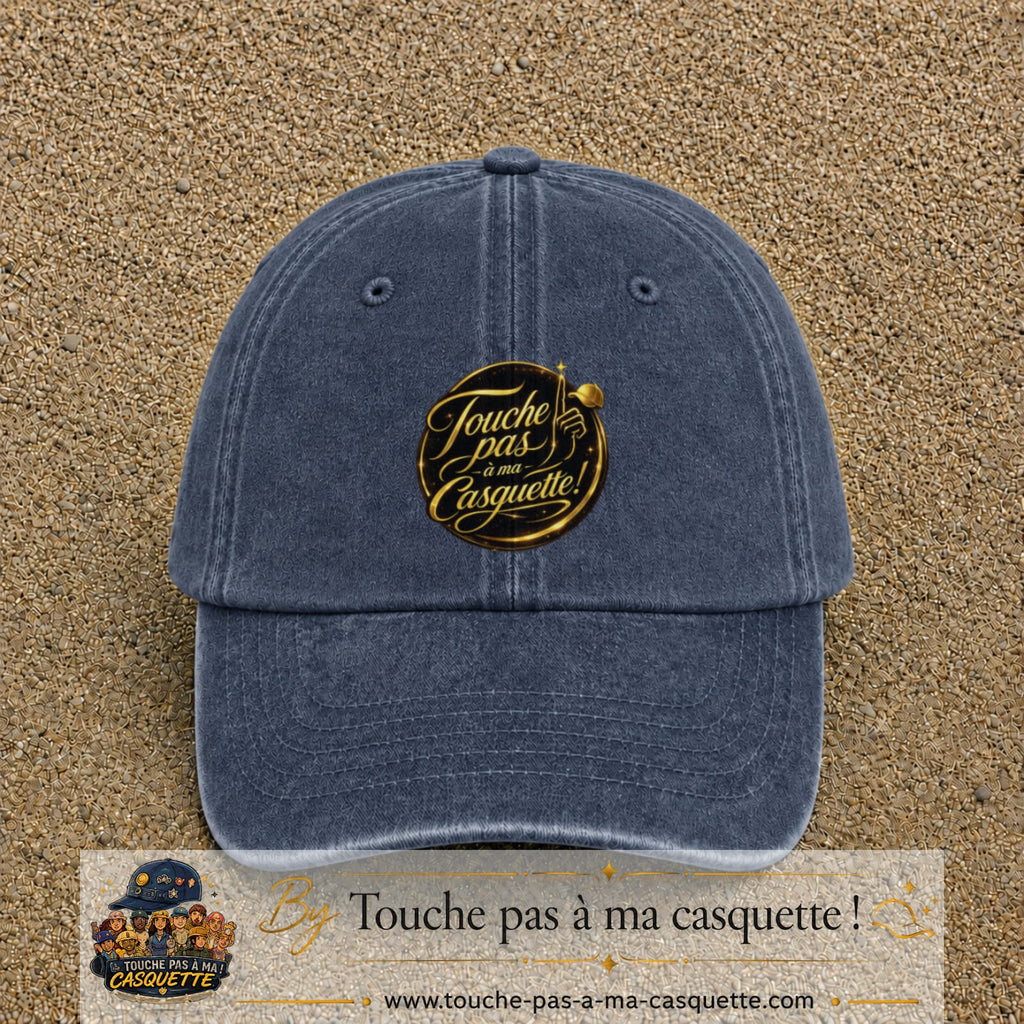 Casquette Bleu marine délavé avec motif Touche pas à ma Casquette en 7 cm – vue principale