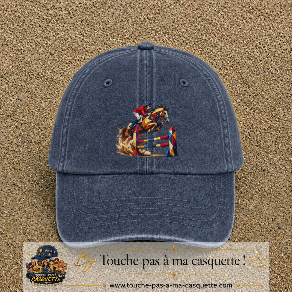 Image principale casquette Bleu marine délavé avec motif Saut d’obstacles 7 cm