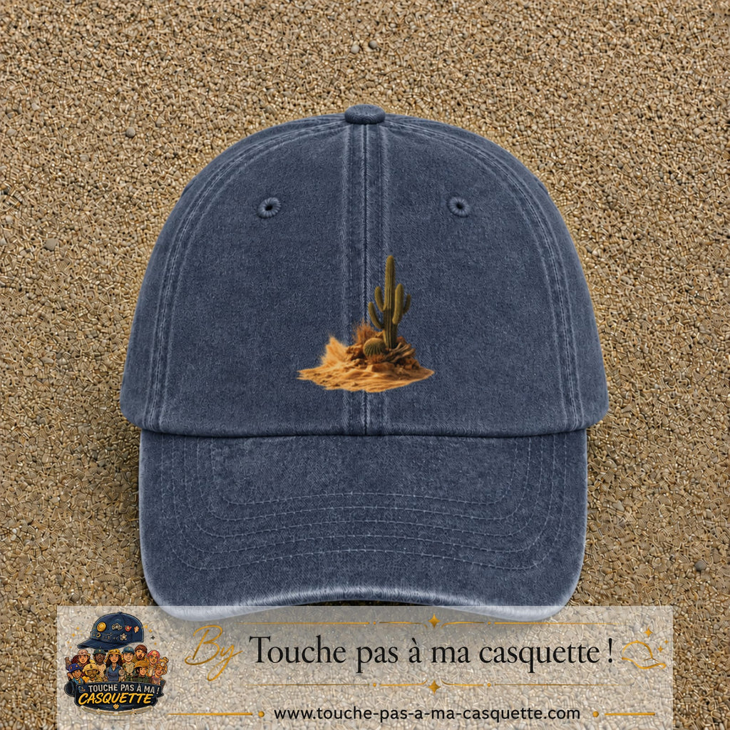 Image principale casquette Bleu marine délavé avec motif Cactus du désert 7 cm