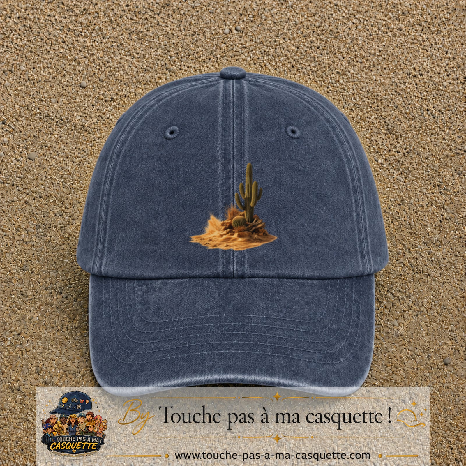 Image principale casquette Bleu marine délavé avec motif Cactus du désert 7 cm