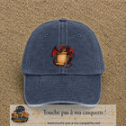 Casquette Bleu marine délavé motif Dragon parchemin logo 7 cm