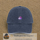 Casquette Bleu marine délavé motif Licorne et bébé dragon logo 3 cm