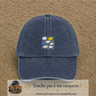 Casquette Bleu marine délavé motif Bulles de bande dessinée logo 5 cm