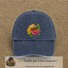 Casquette Bleu marine délavé motif Abeille et miel logo 7 cm