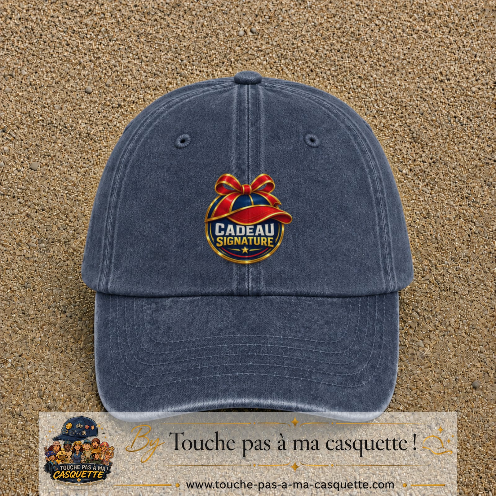 Casquette Bleu marine délavé avec motif Cadeau Signature avec casquette en 7 cm – vue principale