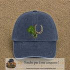 Image principale casquette Bleu marine délavé avec motif Trèfle et fer à cheval 7 cm