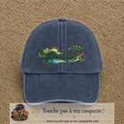 Casquette Bleu marine délavé avec motif Prénom Damien nature et cerf en 7 cm – vue principale
