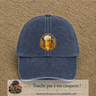 Casquette Bleu marine délavé motif Chope de bière logo 7 cm