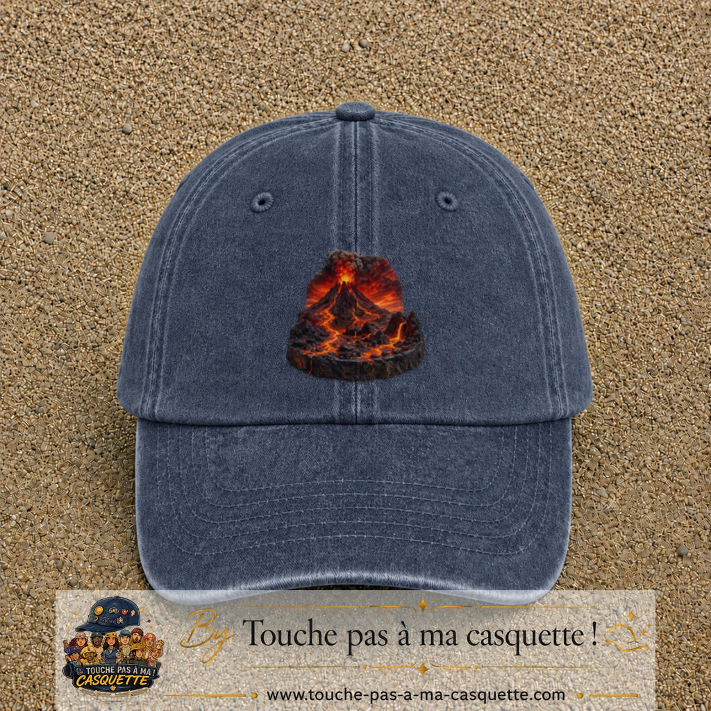 Image principale casquette Bleu marine délavé avec motif Volcan de lave 7 cm