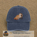 Casquette Bleu marine délavé motif Hamster avec roue logo 7 cm