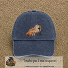 Casquette Bleu marine délavé motif Hamster avec roue logo 7 cm