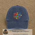Casquette Bleu marine délavé avec motif Merci Prof coloré en 7 cm – vue principale