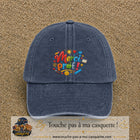Casquette Bleu marine délavé avec motif Merci Prof coloré en 7 cm – vue principale