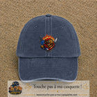 Casquette Bleu marine délavé motif Ours guerrier logo 7 cm