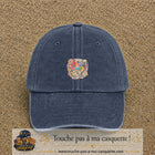 Casquette Bleu marine délavé avec motif Merci les Mariés en 5 cm – vue principale