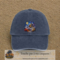 Casquette Bleu marine délavé motif Château médiéval logo 7 cm