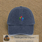 Casquette Bleu marine délavé motif Yoga santé logo 5 cm