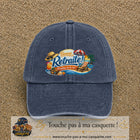 Casquette Bleu marine délavé avec motif Bonne retraite au bord de la mer en 7 cm – vue principale