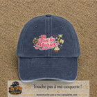 Casquette Bleu marine délavé avec motif Vive les Mariés en 7 cm – vue principale