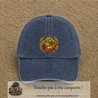 Casquette Bleu marine délavé motif Panier de récolte logo 7 cm