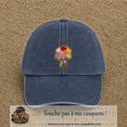 Casquette Bleu marine délavé avec motif Bouquet romantique de roses en 7 cm – vue principale