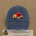 Casquette Bleu marine délavé motif Patte de chien et cœur logo 7 cm